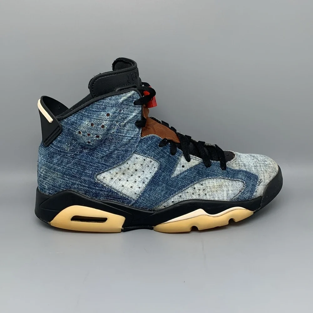 Jordan 6 Retro‎ Washed Denim Basketball Shoes CT5350-401 Men's Sz 9.5